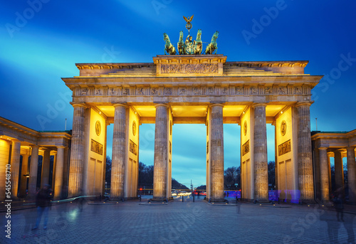 Brandenburg gate at dusk in Berlin, Germany photo