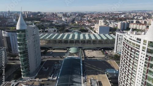 Wallpaper Mural Lisbon, Portugal - 28 October 2022: Aerial view of modern buildings in Oriente district, Lisbon, Portugal. Torontodigital.ca