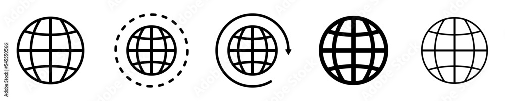 Conjunto de iconos de conexión global. Globo terráqueo. Conexión y comunicación de red. Ilustración vectorial Conjunto de iconos de conexión global. Globo terráqueo. Conexión y comunicación de red. Ilustración vectorial