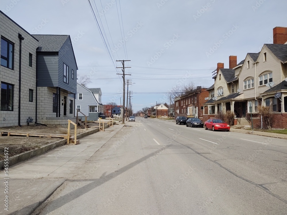 an old city neighborhood street in detroit