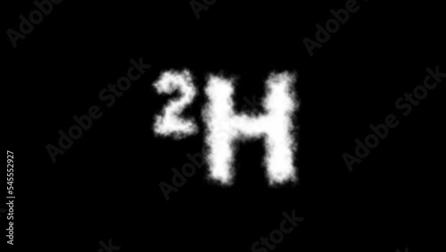 2H or Deuterium Molecule Symbol Smoke Cloud Text Effects Animation on Black Background and Green Screen photo