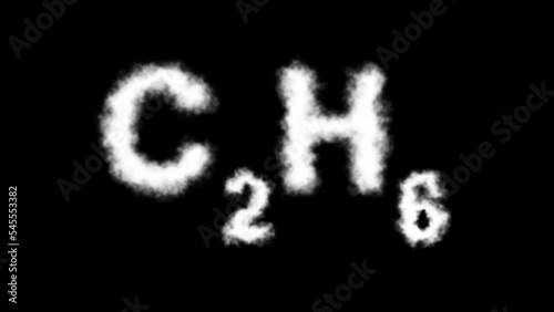 C2H6 Ethane Molecule Symbol Smoke Cloud Text Effects Animation on Black Background and Green Screen photo