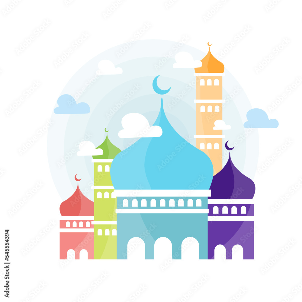 ramadan kareem design with moon and mosque vector for halloween event