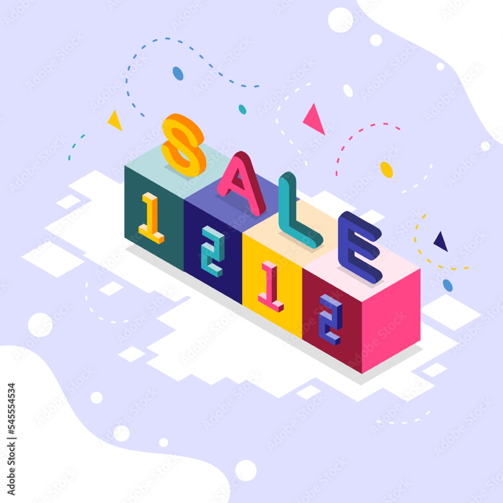 12.12 sale event isometric style for 12 12 shopping day event vector 