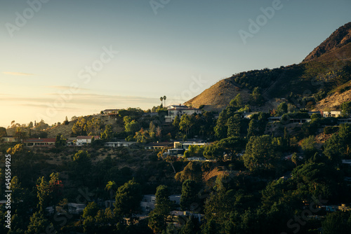 Hollywood hills at sunset in Los Angeles California