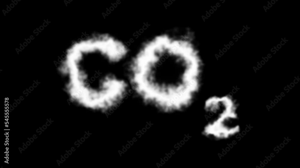 CO2 or Carbon Dioxide Molecule Symbol Smoke Cloud Text Effects Animation on Black Background and Green Screen CO2 or Carbon Dioxide Molecule Symbol Smoke Cloud Text Effects Animation on Black Background and Green Screen