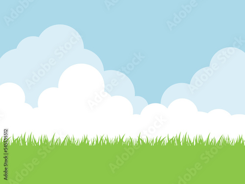 草むらと雲の背景素材