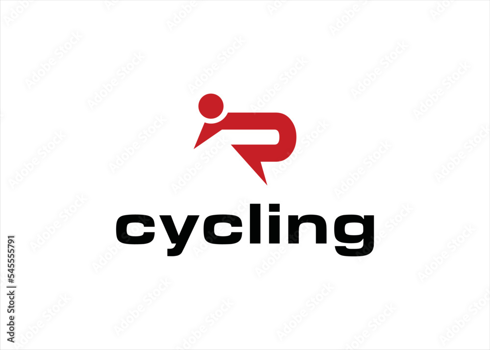 r logo design cycling concept human
