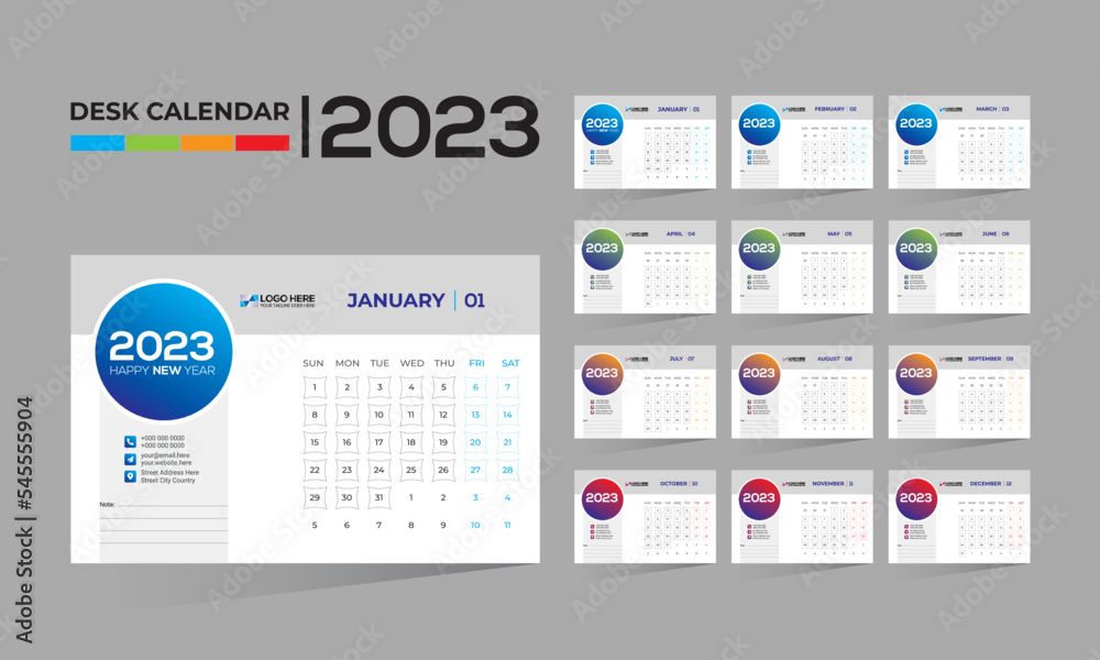 2023 desktop vector calendar design