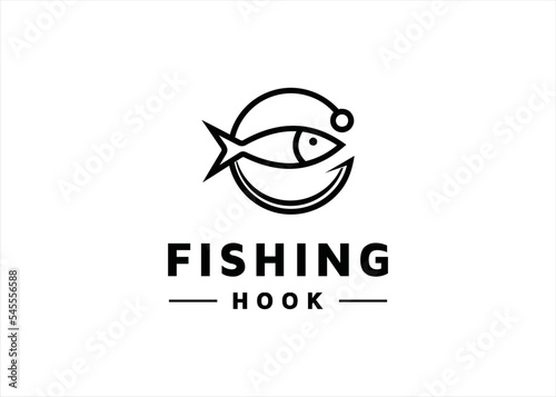fishing hook logo design template