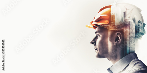 Photography Future building construction engineering project devotion with double exposure graphic design