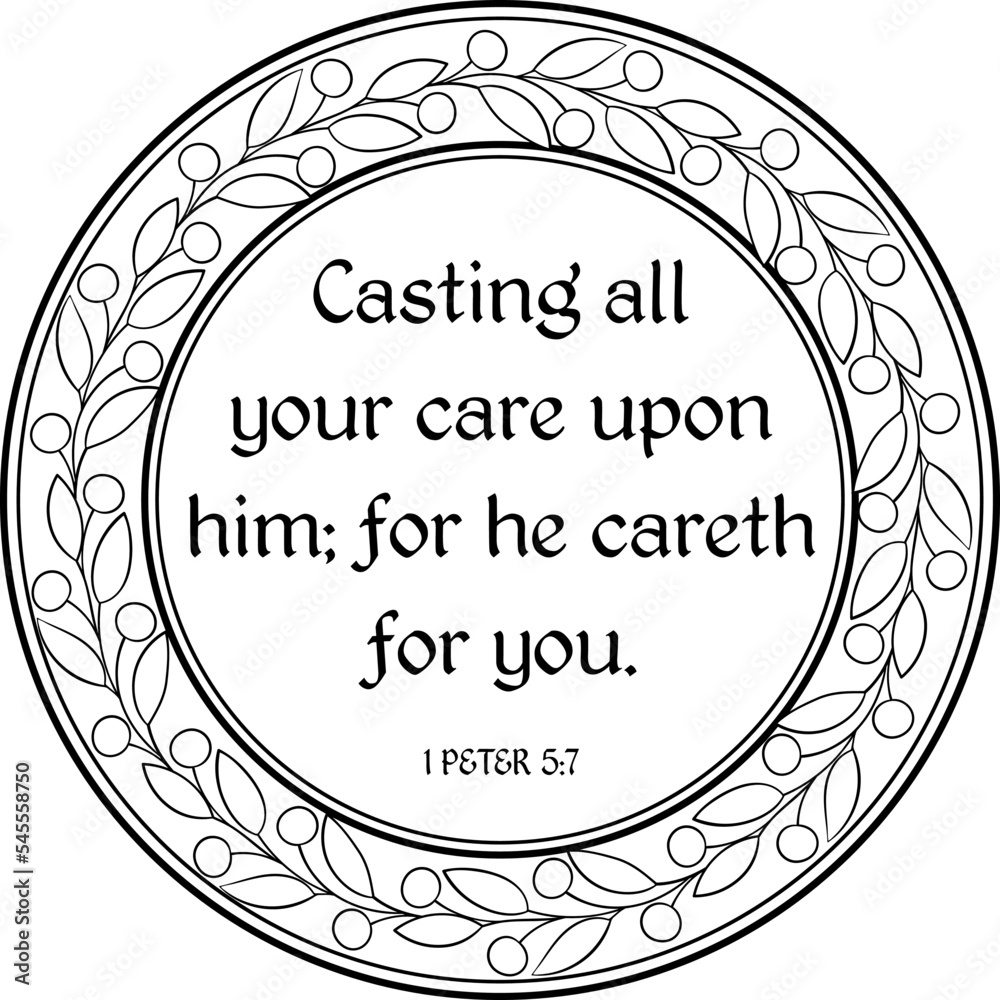 1 Peter 5:7 verse in simple branches framing
