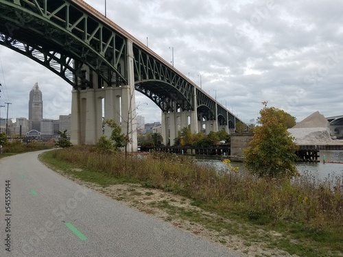 an industrial landscape spanned by bridges in central cleveland
