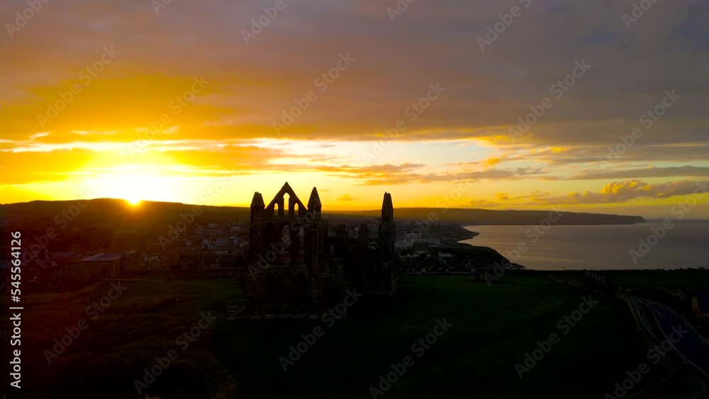 Morning view of Whitby, a seside city overlooking the North Sea in North Yorkshire, England, UK Morning view of Whitby, a seside city overlooking the North Sea in North Yorkshire, England, UK