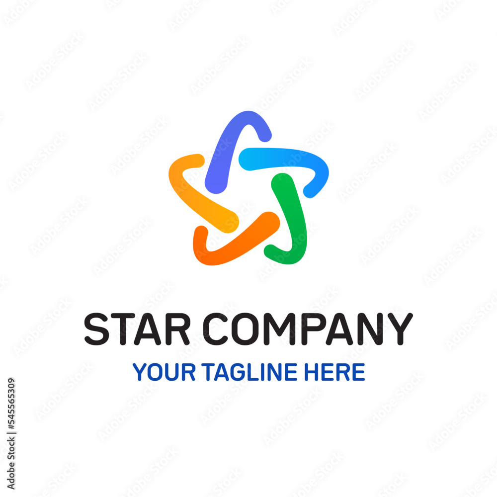 Star Motion Connection Linked Team Collaboration Vector Abstract Illustration Logo Icon Design Template Element