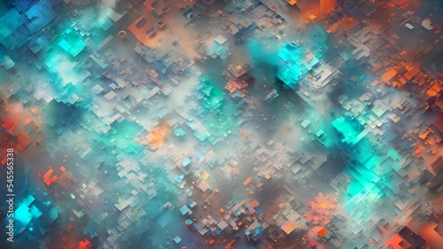 Abstract fire and water squares 3D illustration