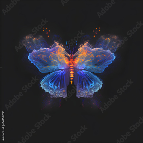 Neon bright portrait of a cute butterfly in a hand drawn style © Mauro