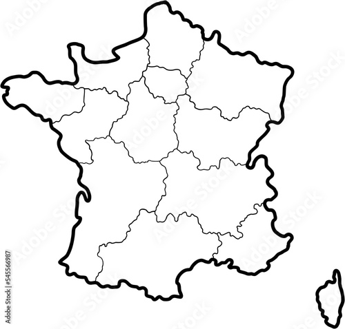 doodle freehand drawing of france map.