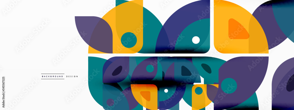 Colorful minimal geometric abstract background. Triangle shape with round elements, circles. Trendy techno business template for wallpaper, banner, background or landing Colorful minimal geometric abstract background. Triangle shape with round elements, circles. Trendy techno business template for wallpaper, banner, background or landing