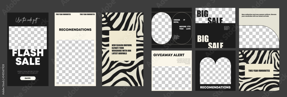 Design backgrounds for social media banner. Set of instagram stories