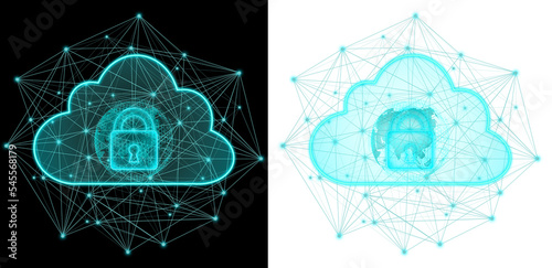 cloud icon with pad lock and network line