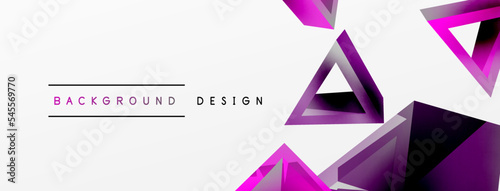 Triangle abstract background. 3d vector basic shape technology or business concept composition. Trendy techno business template for wallpaper, banner, background or landing