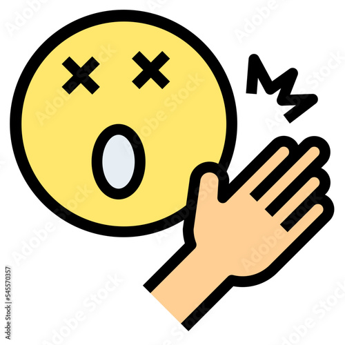 face slap filled outline style icon