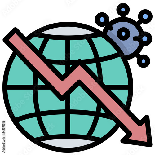 recession filled outline style icon