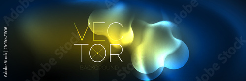 Glowing neon lights abstract shapes composition. Magic energy concept. Template for wallpaper, banner, background or landing