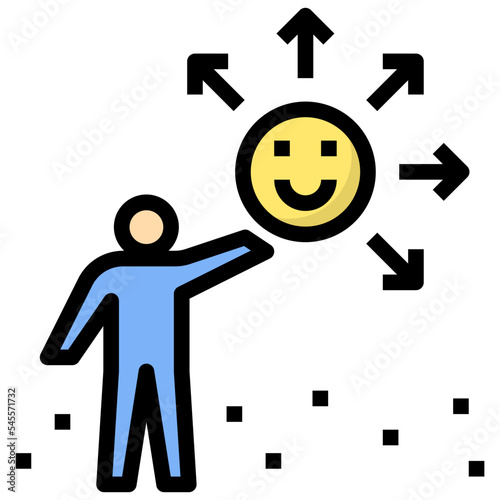 smile filled outline style icon