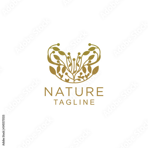 Natural products, flower shop logo icon design template flat vector