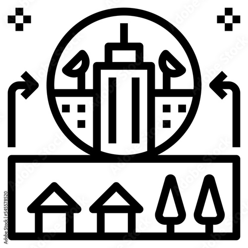 urbanisation outline style icon