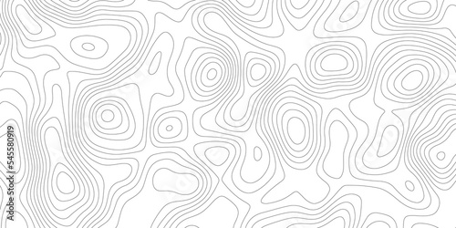 Abstract background with Topographic map lines. Black and white seamless design. Geographic mountain relief. The concept of a conditional geography scheme and the terrain path. .Topographic background