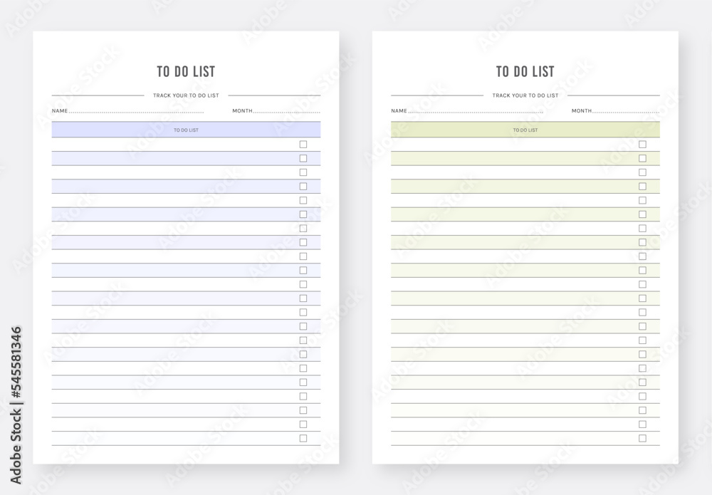 To Do List. Daily Note Planners. Checklist template. Checklist