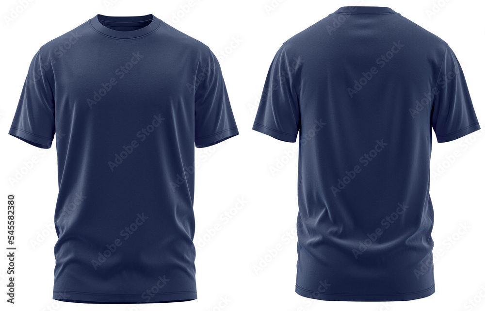 T-Shirt Short Sleeve Men's. For mockup ( 3d rendered / Illustrations) front and back Navy