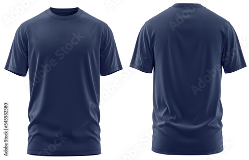 T-Shirt Short Sleeve Men's. For mockup ( 3d rendered / Illustrations) front and back Navy