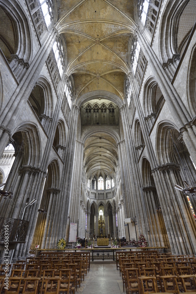Langschiff der gotischen Kathedrale von Rouen, Cathédral Notre-Dame, Rouen, Seine-Maritime, Haute-Normandie, Frankreich, Europa