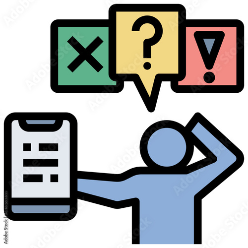 anxiety filled outline style icon