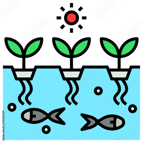 aquaponic filled outline style icon