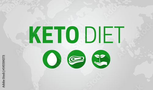 Keto Diet Background Illustration Banner with Egg, Meat and Plant Icons