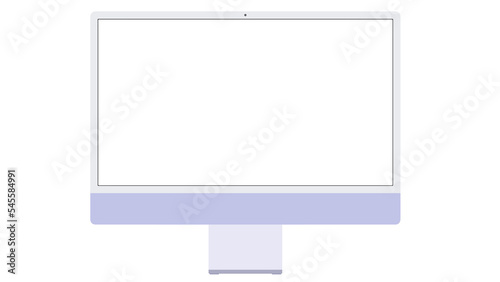 Realistic purple Imac m4 computer monitor isolated on white transparent background.