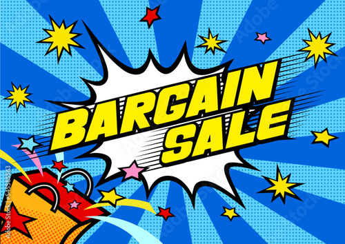 Wallpaper Mural BARGAINSALE ポップ（黄文字x青背景） Torontodigital.ca