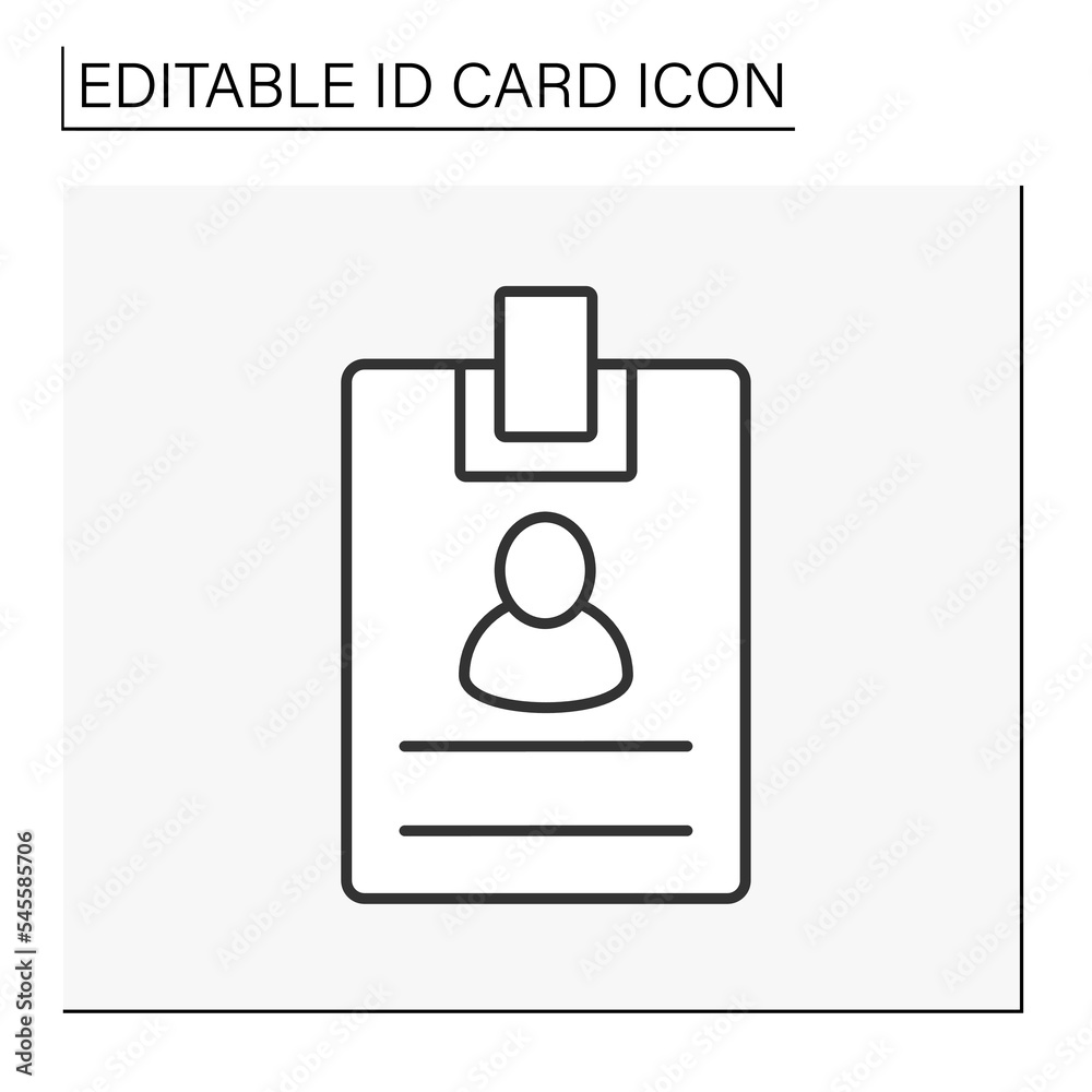 ID card line icon. Permit with user picture identification. Biometric data. Identity detection concept. Isolated vector illustration.Editable stroke ID card line icon. Permit with user picture identification. Biometric data. Identity detection concept. Isolated vector illustration.Editable stroke