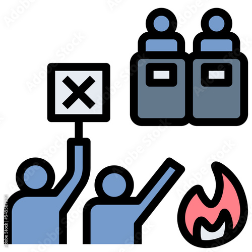 riot filled outline style icon