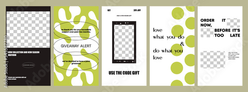 Design backgrounds for social media banner. Set of stories frame templates.Vector cover. Mock up for personal blog or shop.Layout for promotion.