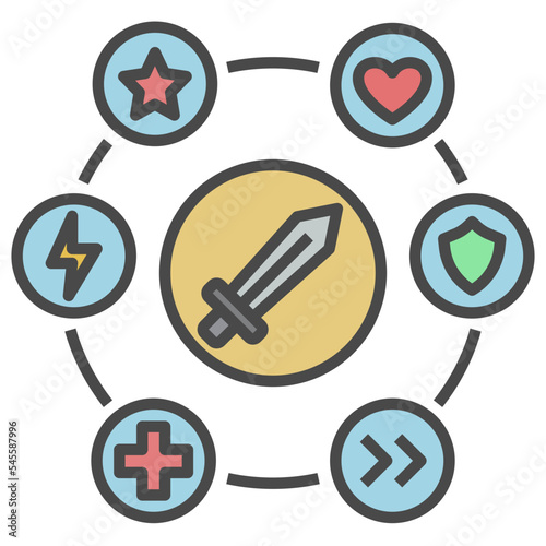 skill filled outline style icon