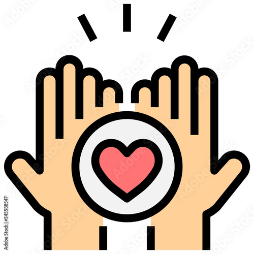 give love filled outline style icon