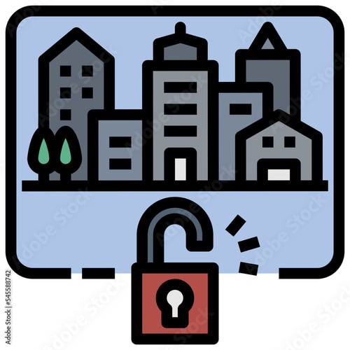 unlock filled outline style icon