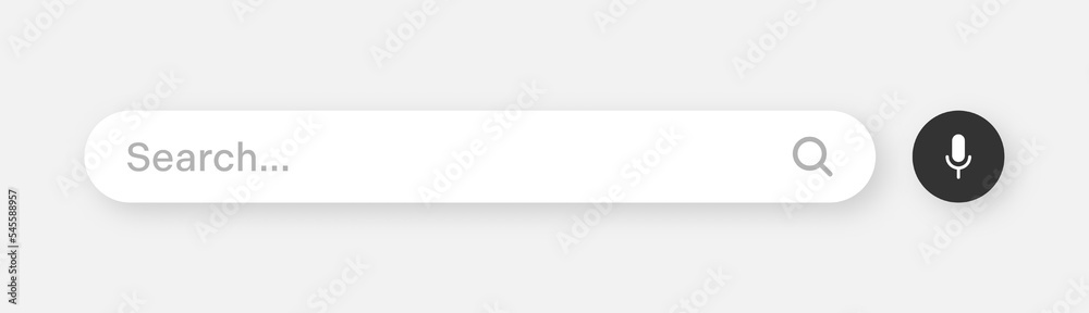 Search bar with round corners. Internet browser engine with search box, address bar and text field. UI design, website interface element with web icons and push button. Vector illustration Search bar with round corners. Internet browser engine with search box, address bar and text field. UI design, website interface element with web icons and push button. Vector illustration