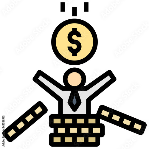 wealth filled outline style icon